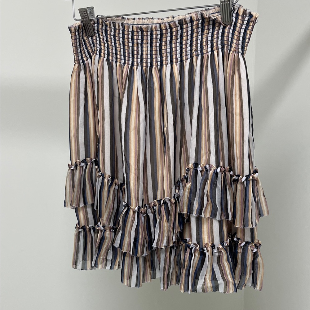 Derek Lam Striped Silk Ruffle Skirt - Picture 2 of 6